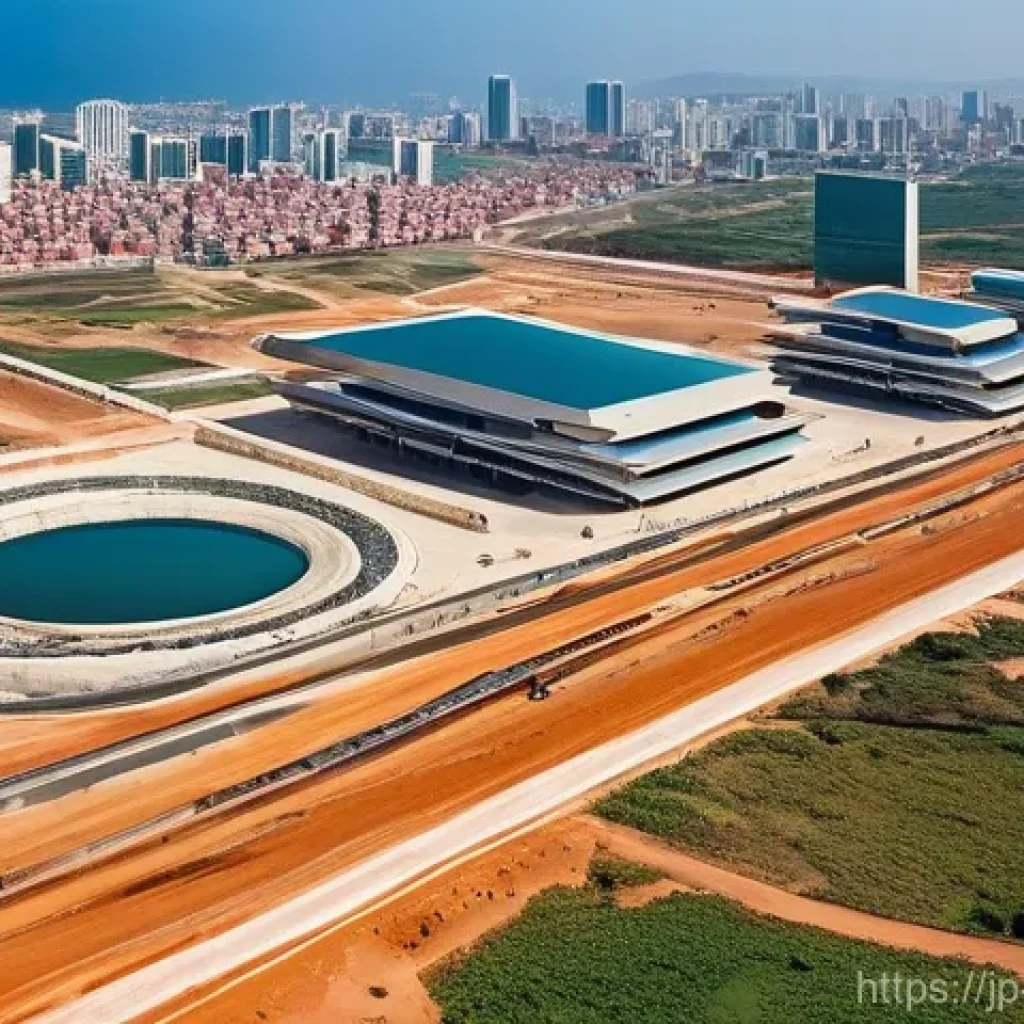 앙골라 주요 산업과 무역 - **Prompt 1: Angolan Diamond Mines and Modern Capital**
A panoramic, high-definition image captur...