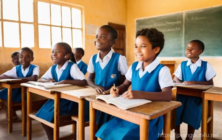 앙골라 방언과 소수언어 - **Prompt:** A vibrant composite image depicting the linguistic diversity of Angola, split into two c... 앙골라 방언과 소수언어 - **Prompt:** A vibrant composite image depicting the linguistic diversity of Angola, split into two c...