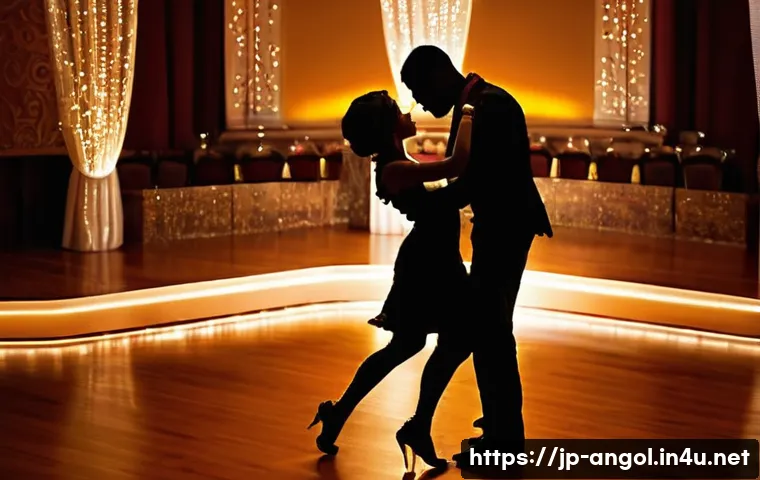 앙골라 전통춤 키존바 - **Prompt: Kizomba's Romantic Embrace**
    "A romantic and intimate Kizomba dance scene featuring a ...