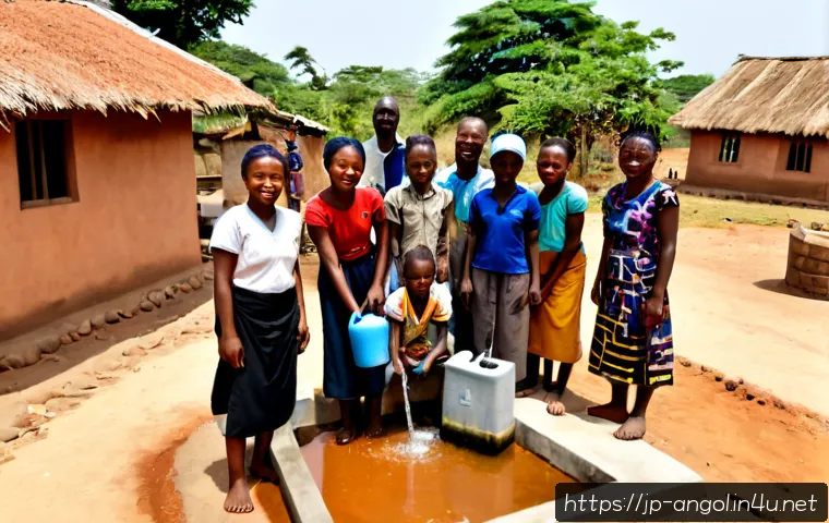 앙골라의 사회적 문제와 해결 노력 - Photorealistic documentary-style scene in a rural Angolan village, a diverse group of local women an...